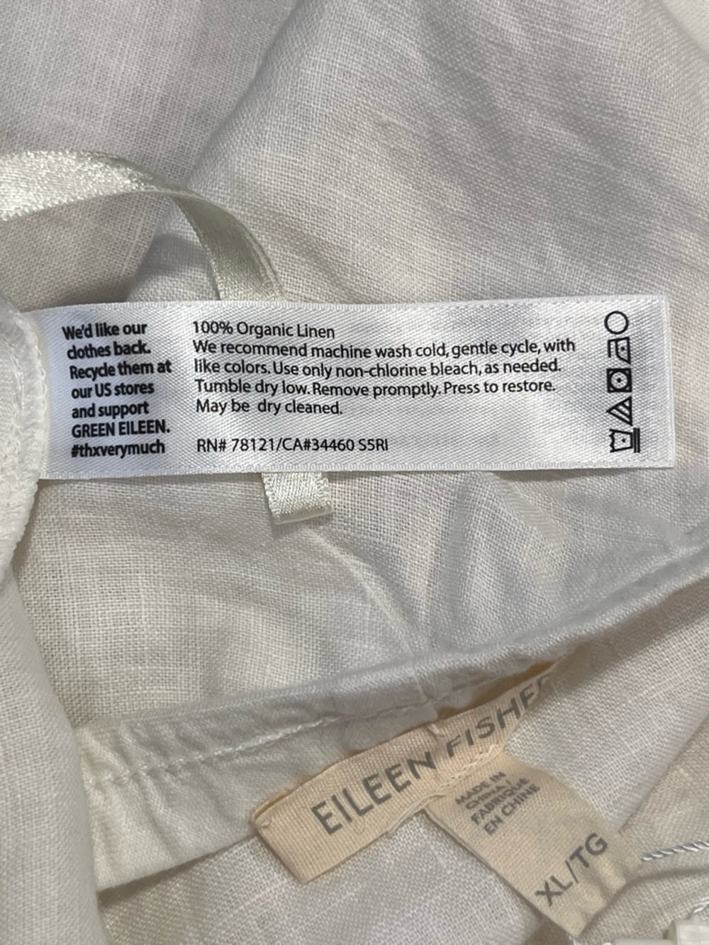 Eileen Fisher Organic Linen Ivory Maxi Skirt XL Pull On Flowy Minimalist - Picture 9 of 10